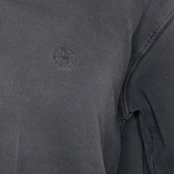 Anine Bing Washed Black Tonal Embroidered AB Sweatshirt Small - Picture 5 of 14